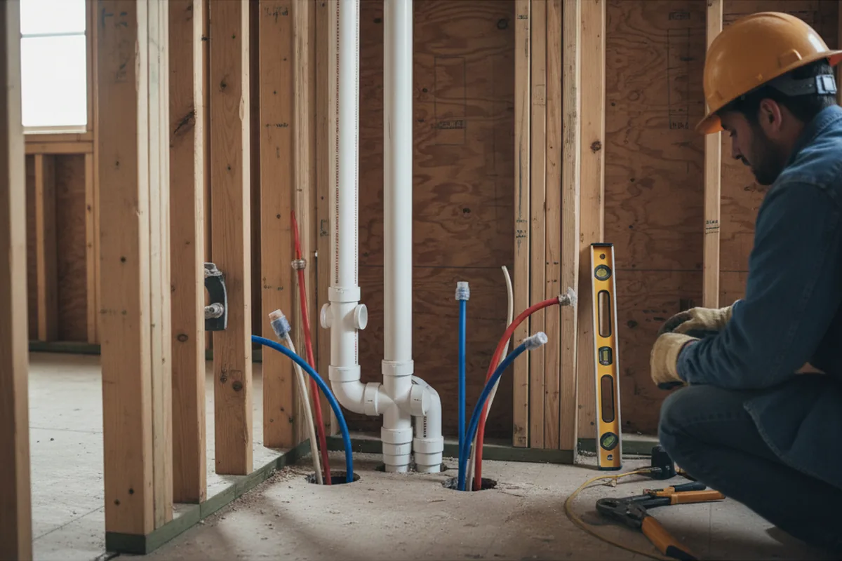 Drain and supply rough-in during Drain Cleaning in Edwardsburg