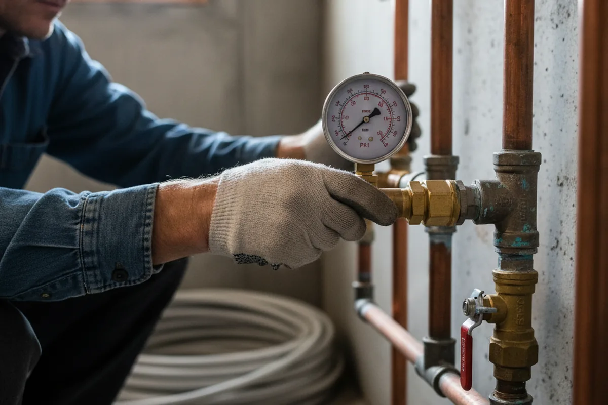 Pressure testing a repaired line during Water Line Repair in Edwardsburg
